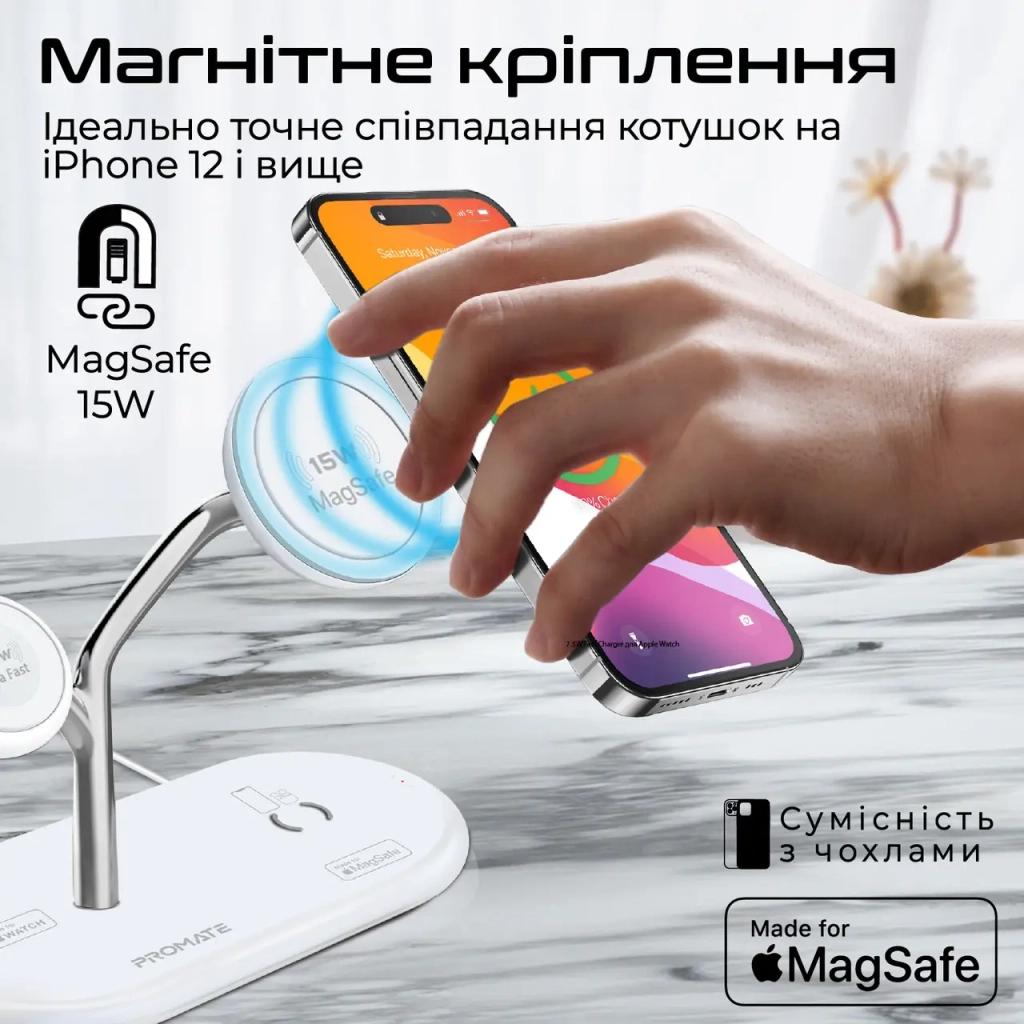 Зарядний пристрій Promate wireless (synergy-pro.white) - зображення 5