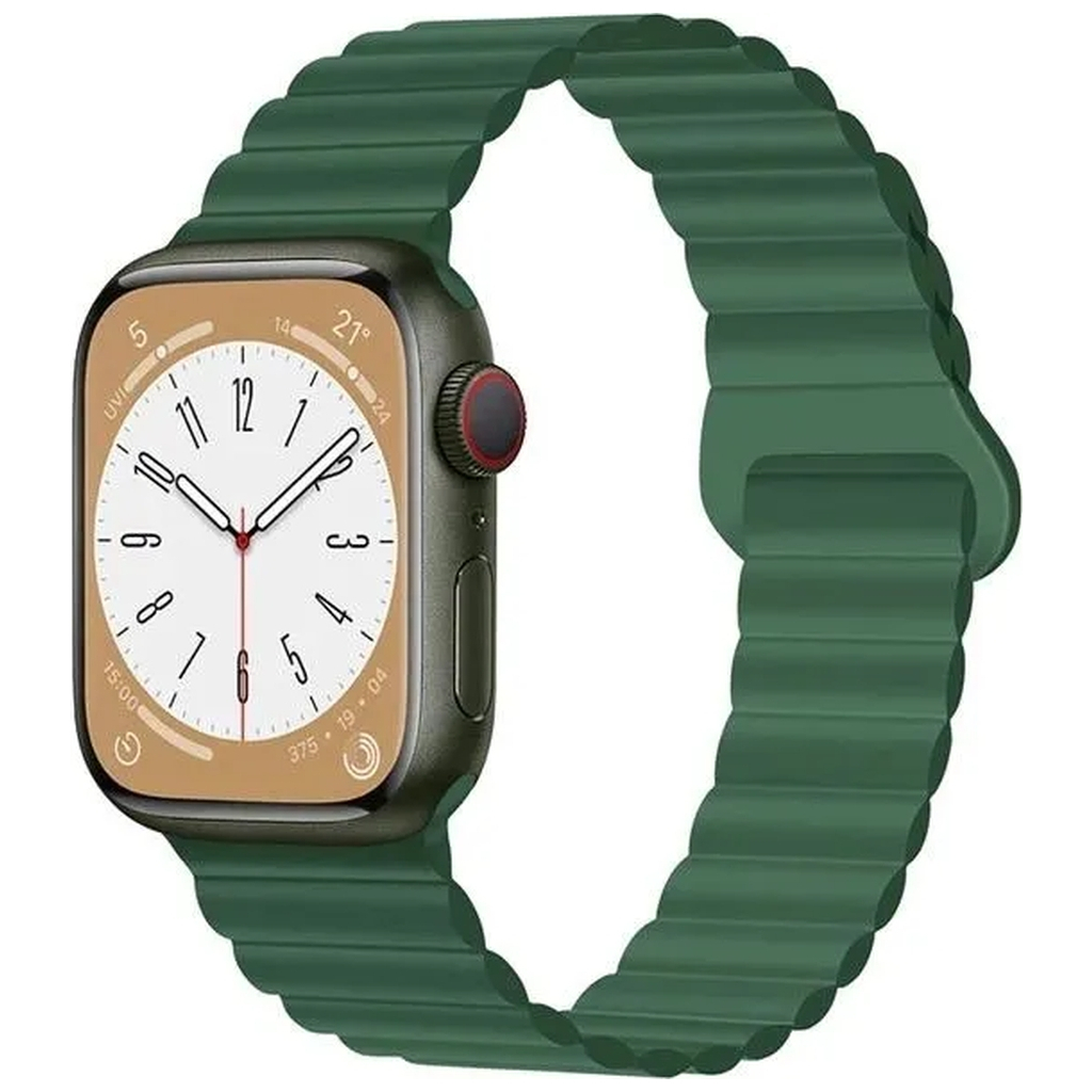 Ремінець до смарт-годинника Drobak Silicone Magnetic Link для Apple Watch All Series Ultra 2 49/45/44/42mm Army Green (898926) - зображення 1