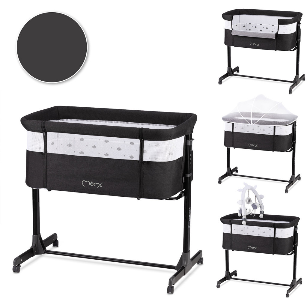 Ліжечко MoMi Приставне ліжечко MoMi REVO (колір - dark grey) (LOZE00021) - зображення 5