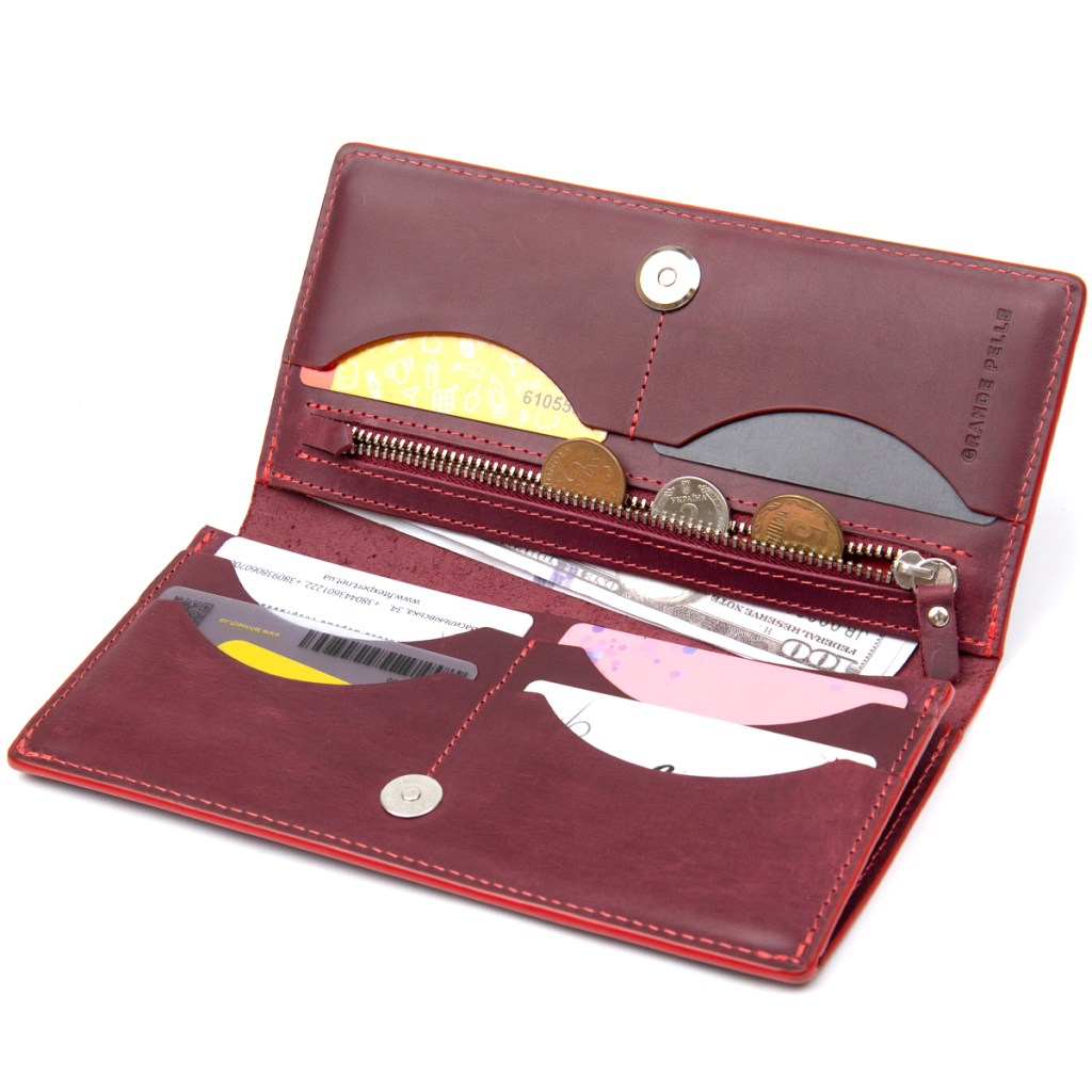 Гаманець Grande Pelle Бордовий (11468) - зображення 6