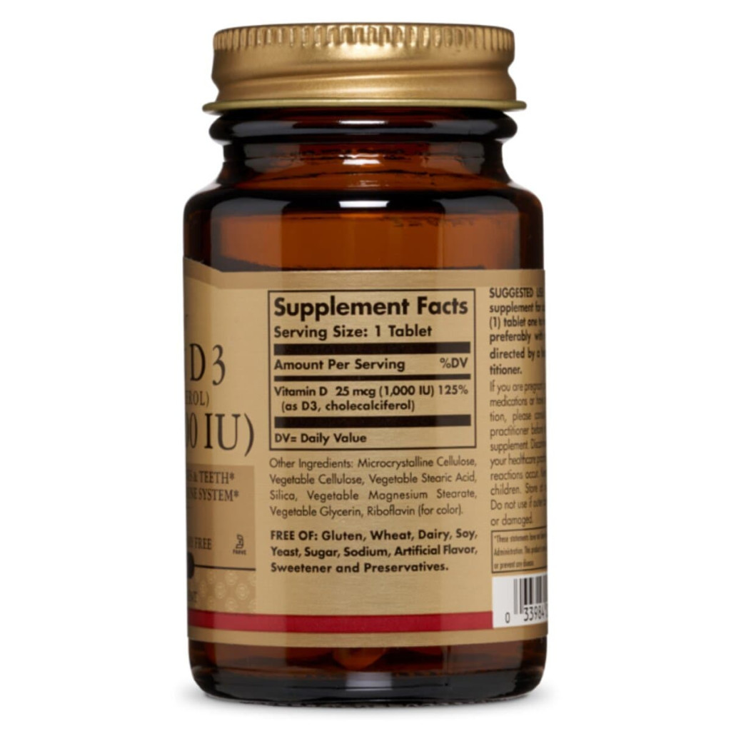 Вітамін Solgar Вітамін D3, Холекальциферол, Cholecalciferol, 25 мкг, 1000 М (SOL03310) - зображення 2