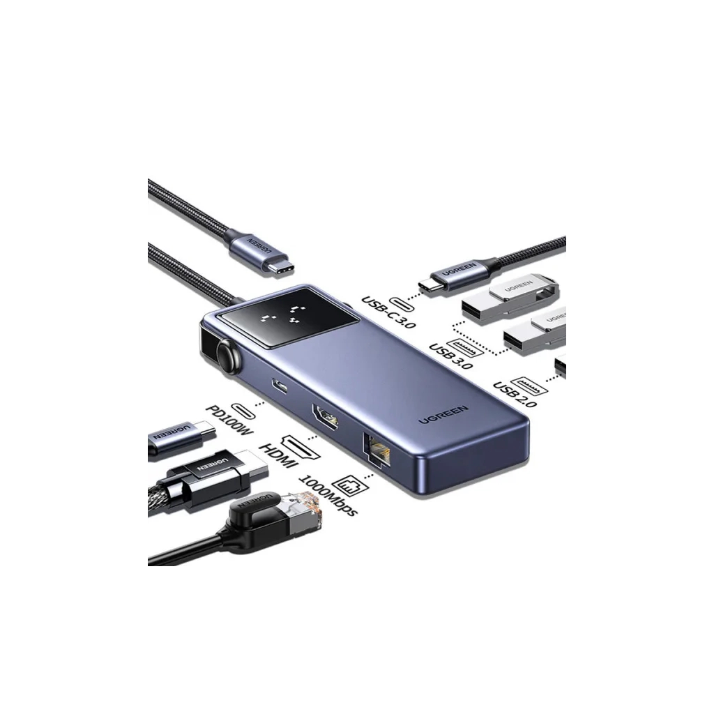 Концентратор Ugreen USB-C 7-in-1 3xUSB + 1xUSB-C + HDMI + RJ45 + PD 100W CM888 gray (45155) - зображення 4