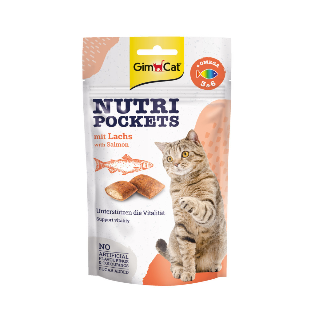 Ласощі для котів GimCat Nutri Pockets Лосось + Омега 3+6 60 г (4002064400730/4002064419299) - зображення 1