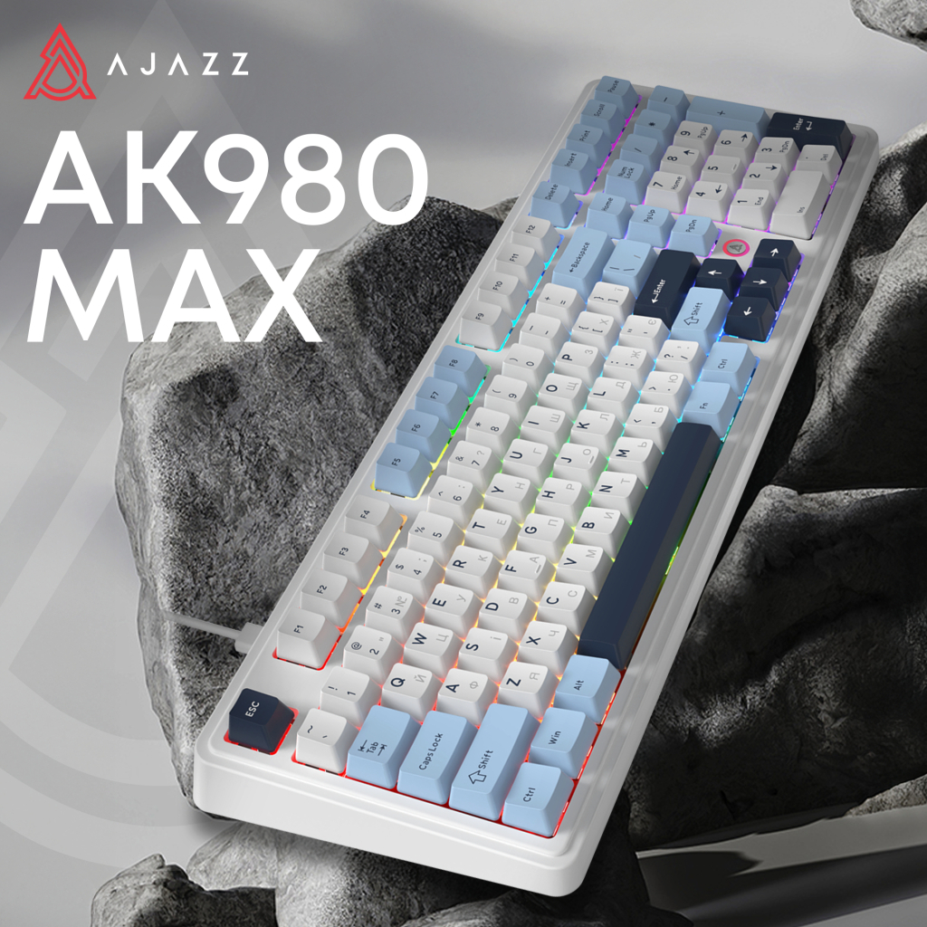 Клавіатура Ajazz AK980 MAX Magnetic Switch USB UA White/Blue (AK980-MAX-M-BWDB) - зображення 6
