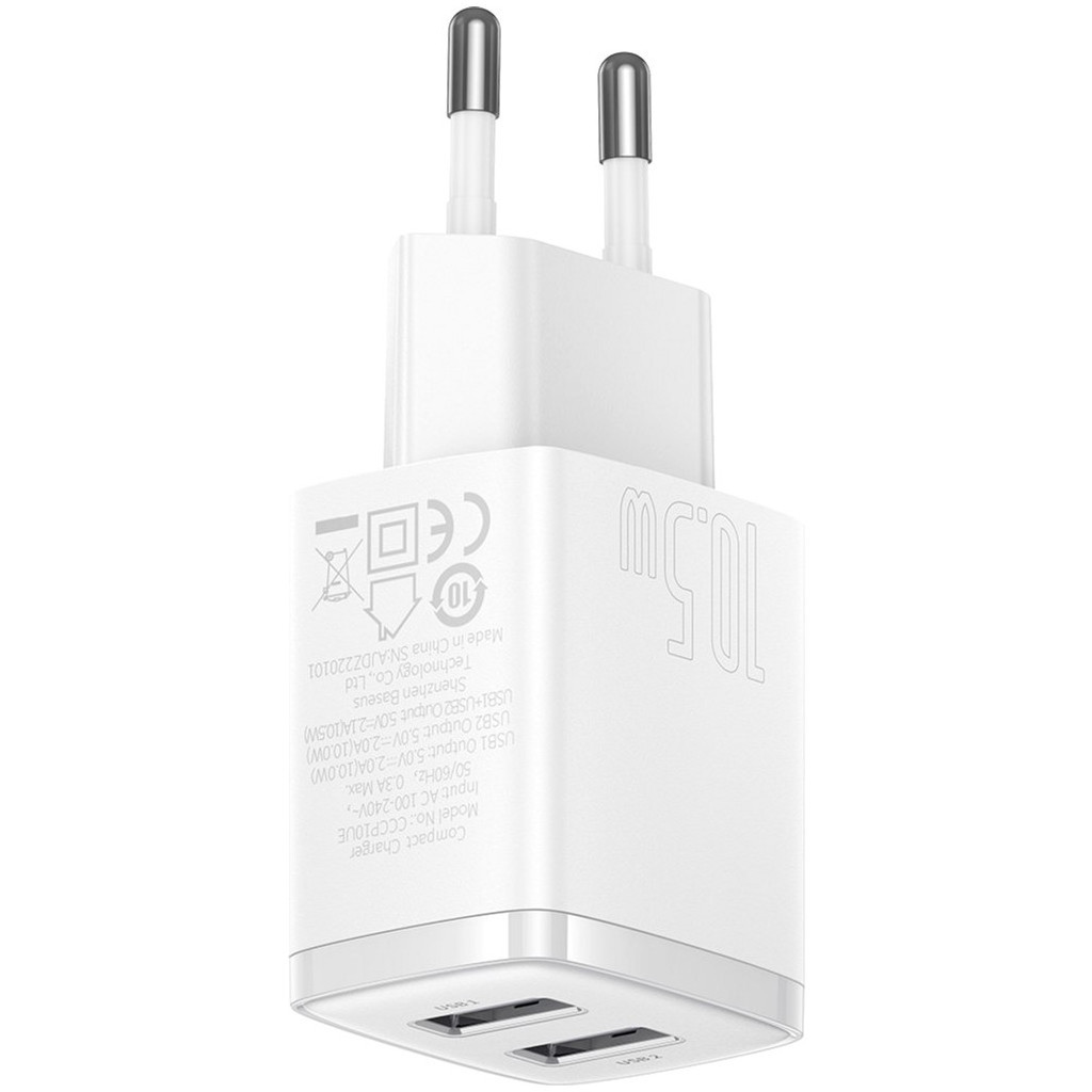 Зарядний пристрій Baseus Compact Charger 2U White (CCXJ010202) - зображення 3
