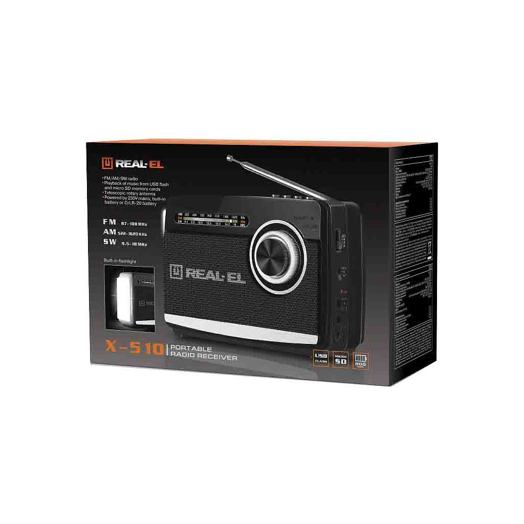 Портативний радіоприймач REAL-EL X-510 Black - изображение 10