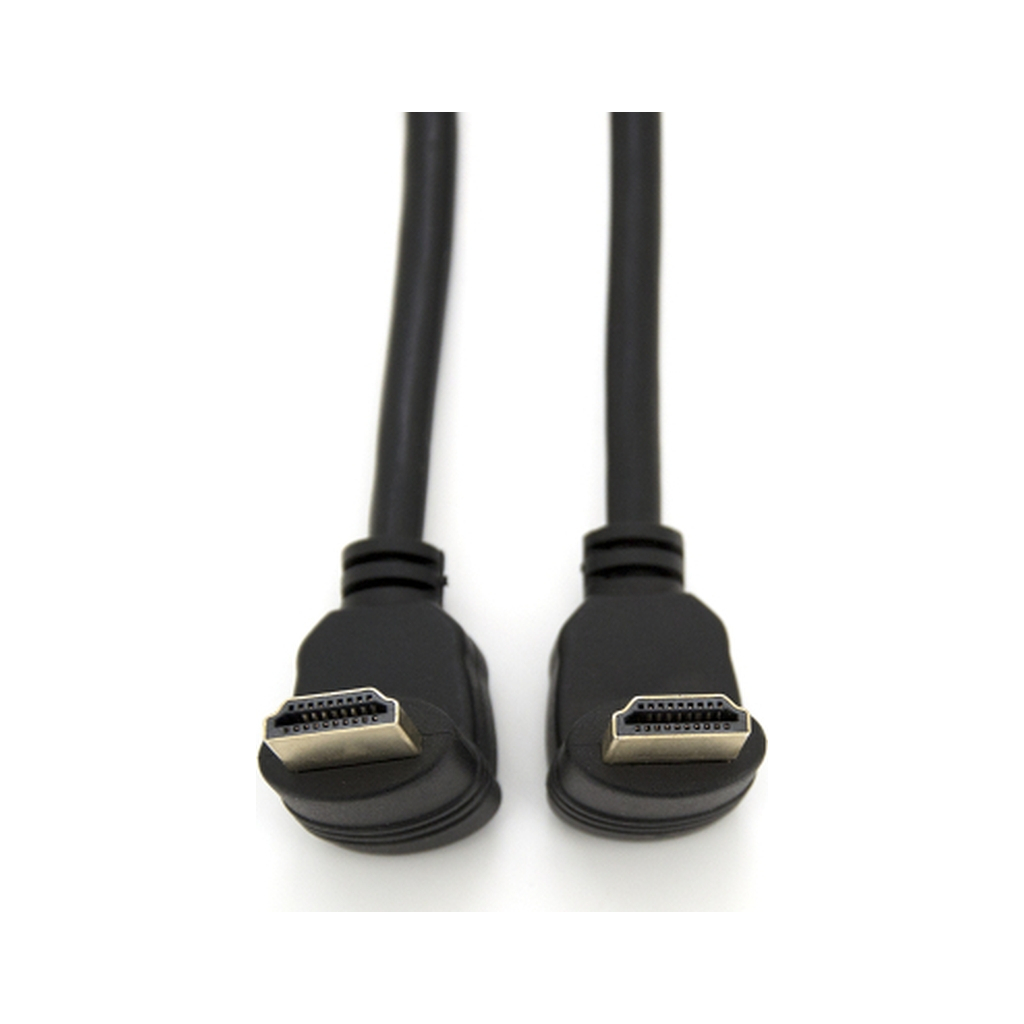 Кабель мультимедійний HDMI M to HDMI M 1.0m V1.4 90° corner black Merlion (YT-HDMI-1.0m/90°-90°) - зображення 3