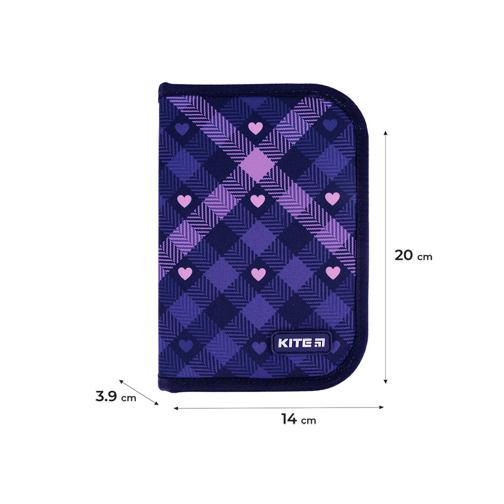 Пенал Kite Check and Hearts 621 відділення, 1 відворот (K24-621-1) - зображення 2