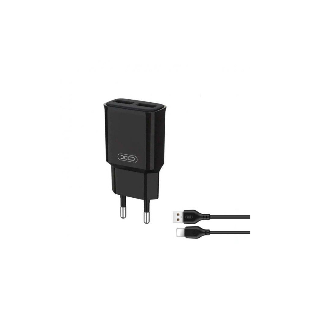 Зарядний пристрій XO L92C (2USB/2.4A) + USB - Lightning Чорний (XO-L92C-L) - зображення 5
