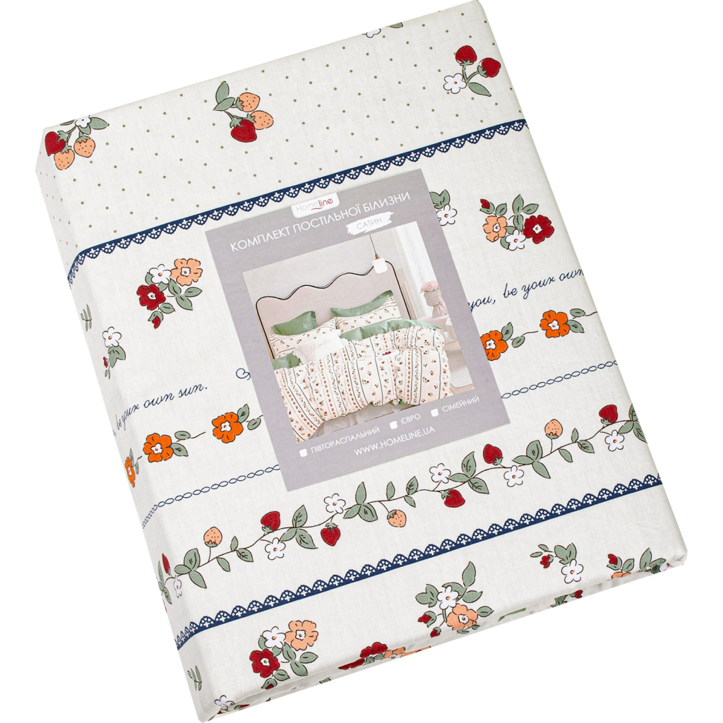 Постільна білизна Home Line Суниці Сатин Твіл євро (176125) - зображення 1