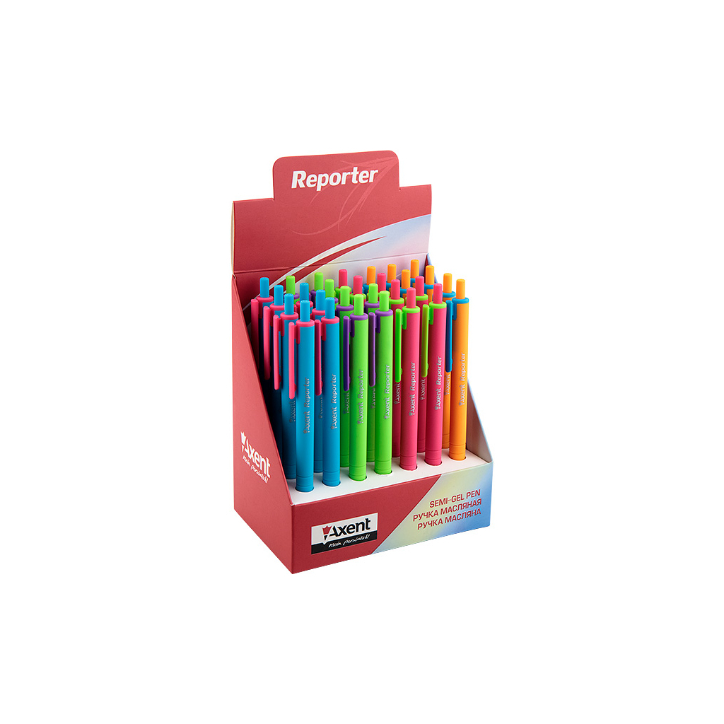 Ручка масляна Axent Reporter Color автоматична Синя 0.7 мм (AB1069-02-A) - зображення 2