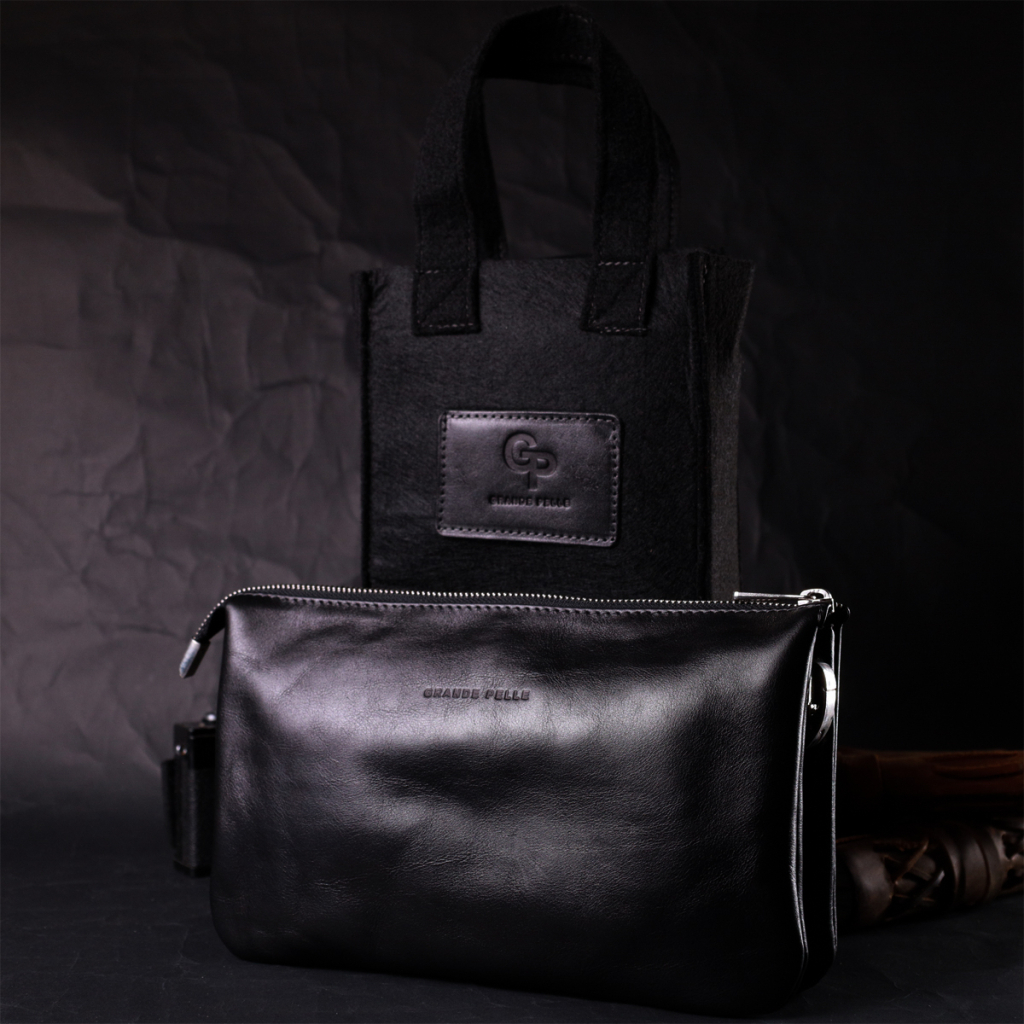 Сумка Grande Pelle З натуральної шкіри Чорна (11657) - зображення 11