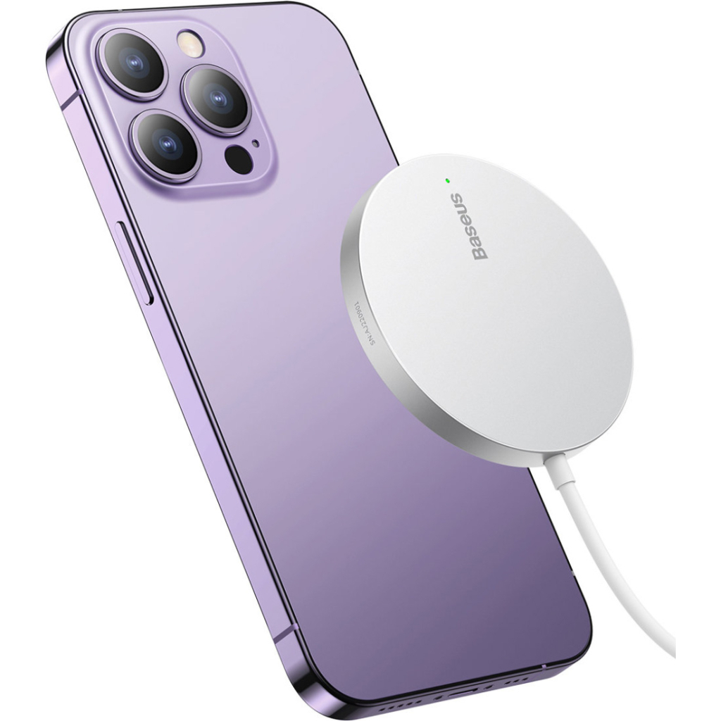 Зарядний пристрій Baseus Simple Mini3 Magnetic Wireless Charger 15W Silver (CCJJ040012) - изображение 5