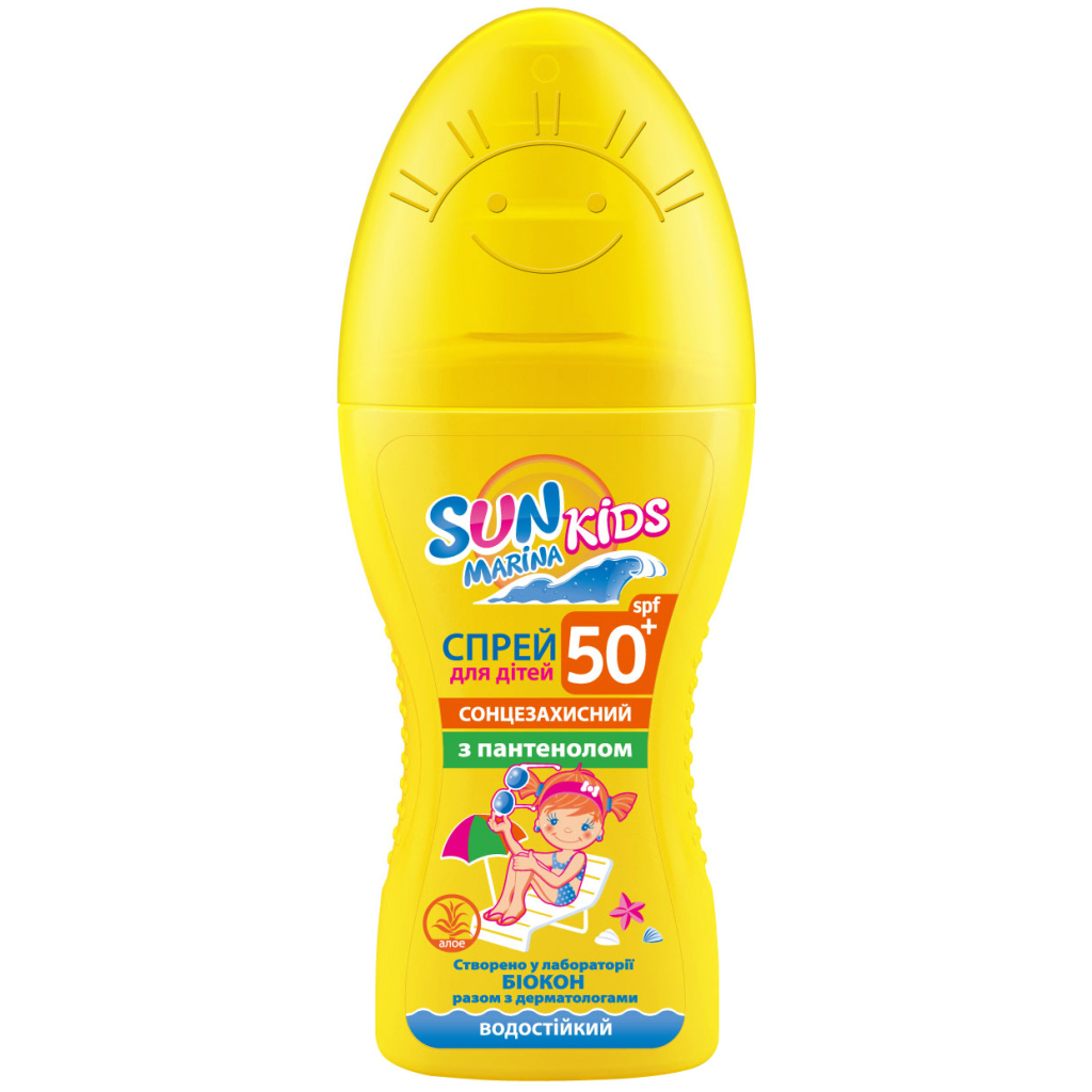 Засіб від засмаги Біокон Sun Marina Kids Сонцезахисний спрей для дітей SPF 50 150 мл (4820064562087) - зображення 1