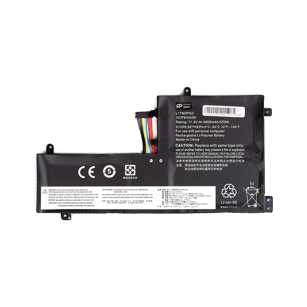 Акумулятор до ноутбука PowerPlant LENOVO L17M3PG2-3S1P (middle cable) 11.4V 4800mAh (NB481798) - зображення 1