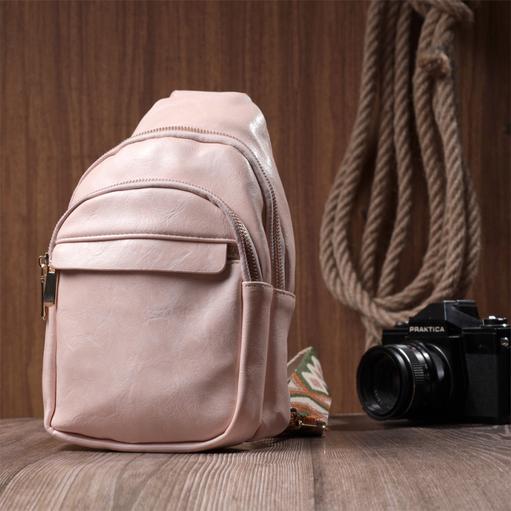 Сумка Vintage Компактна жіноча з однією лямкою через плече з гладкої екошкіри Рожева (22766) - зображення 10