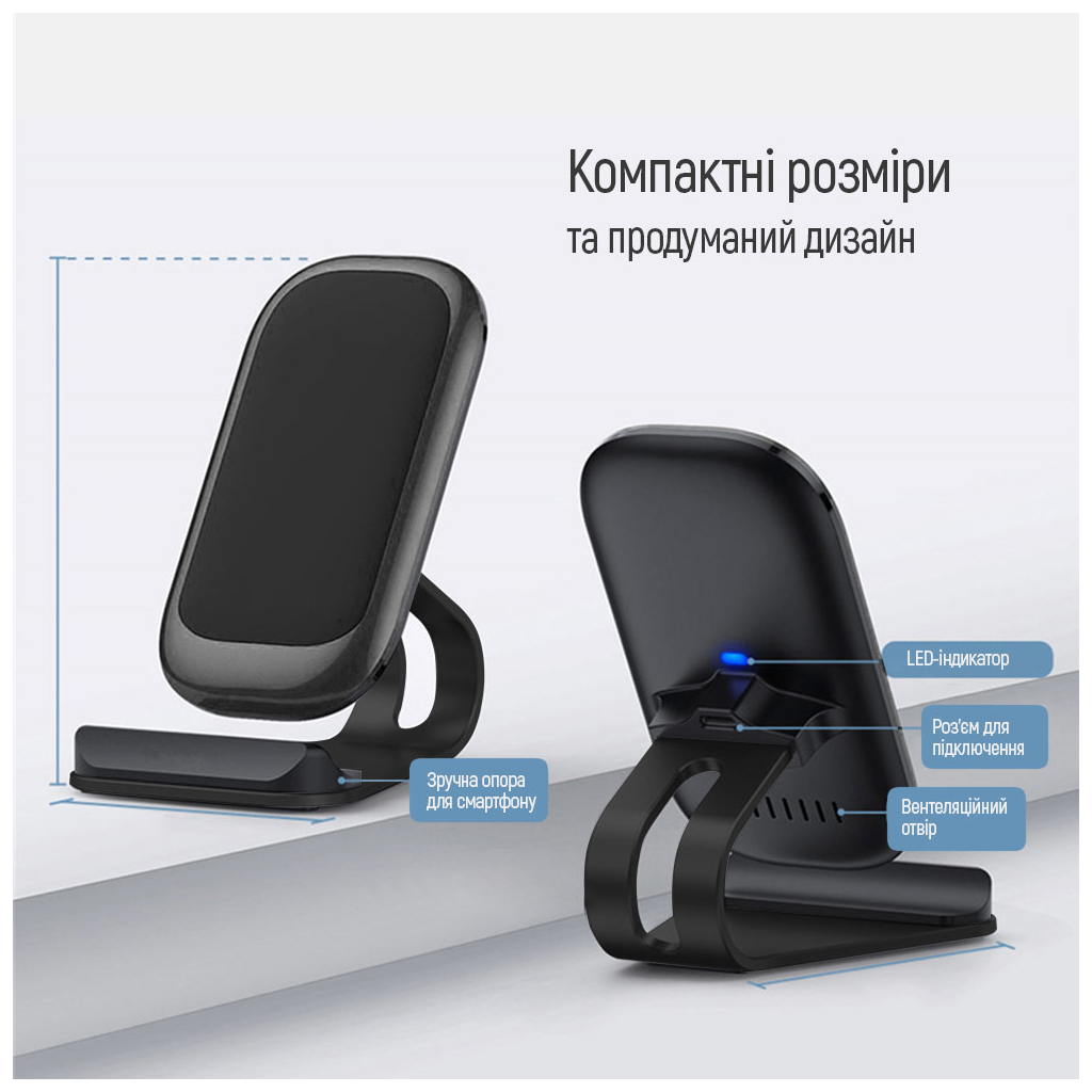 Зарядний пристрій ColorWay Wireless Stand 15W Black (CW-CHW31Q-BK) - зображення 4
