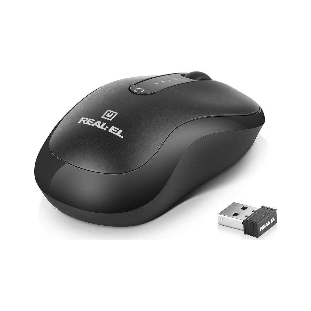 Мишка REAL-EL RM-450W Wireless/Bluetooth Black/Gray (EL123200046) - зображення 4