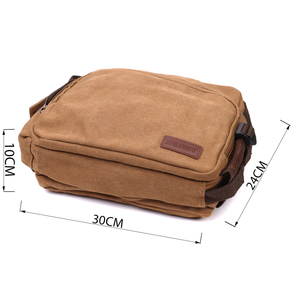 Сумка Vintage Чоловіча месенджер з текстилю Коричнева (22205) - зображення 3