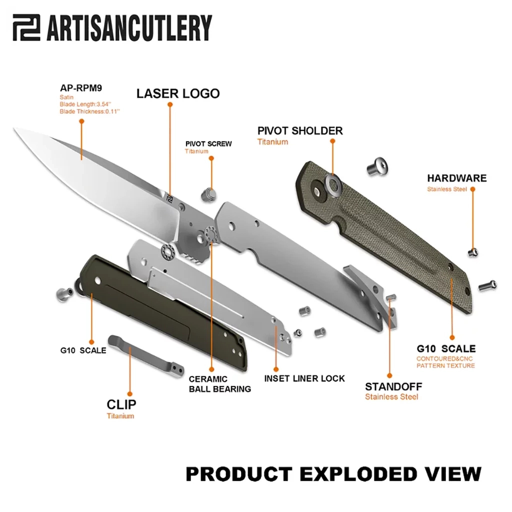 Ніж Artisan Sirius S35VN Od Green (1849P-ODG) - зображення 9