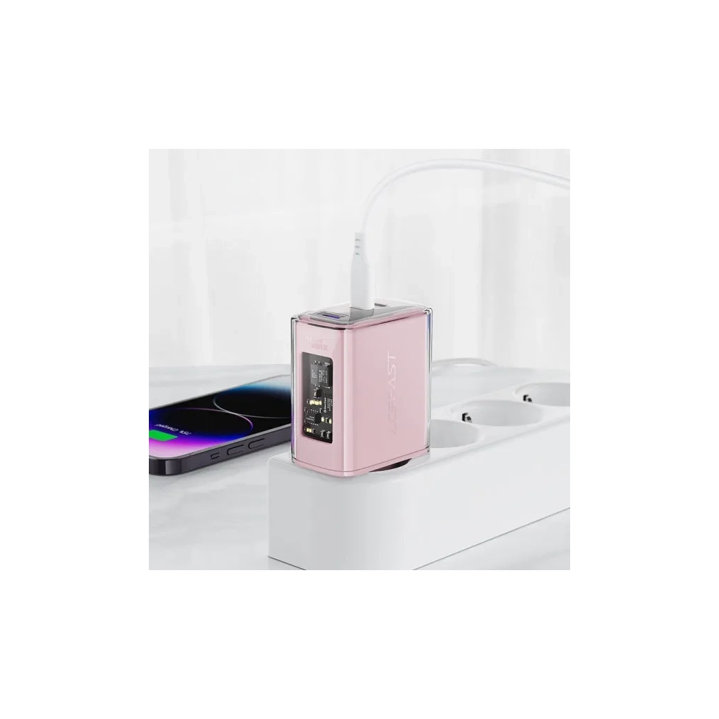 Зарядний пристрій Acefast 3xUSB 65W (2xUSB-C+USB-A) Gan A45 Fast Charger Cherry blossom (6974316282082) - зображення 6