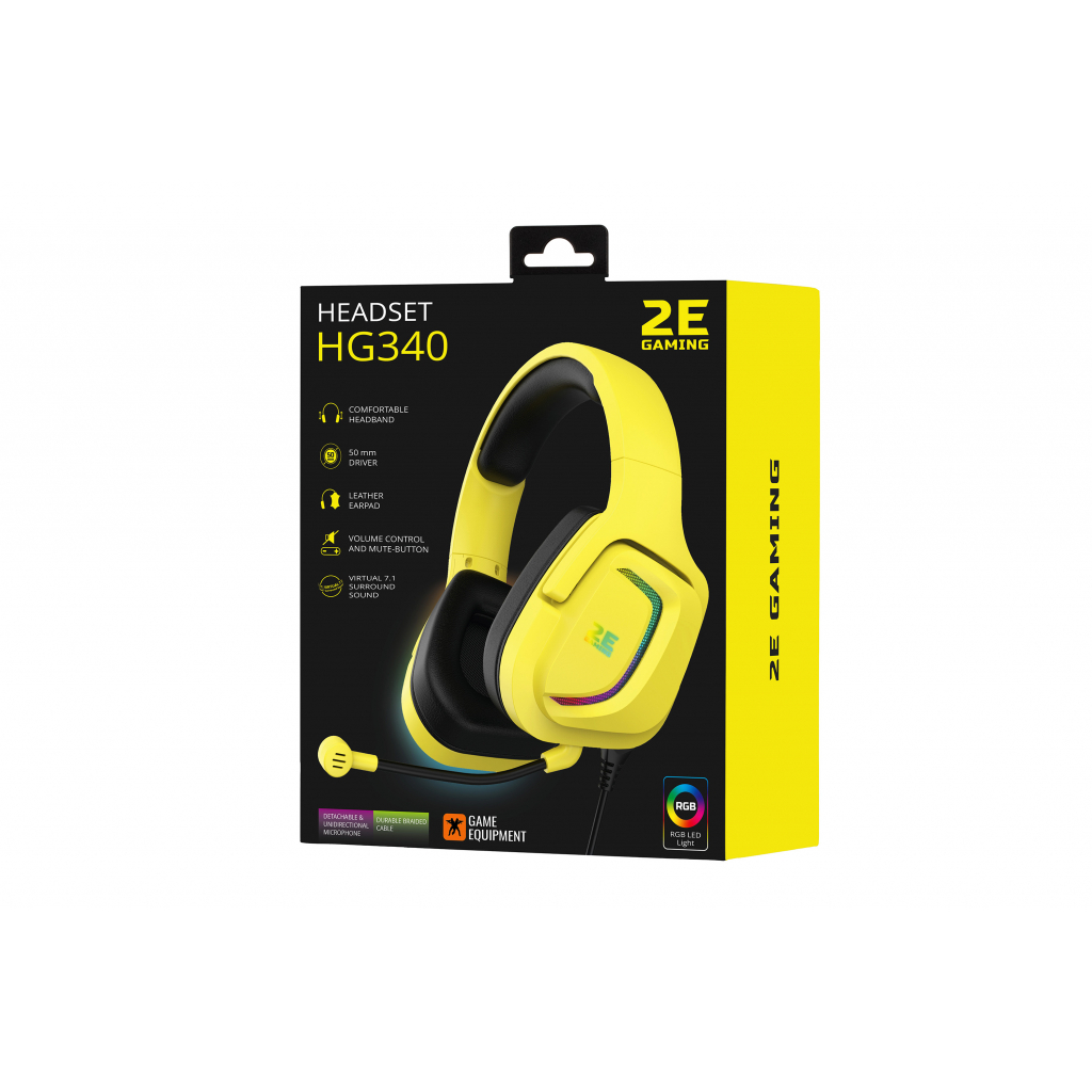 Навушники 2E HG340 RGB USB 7.1 Yellow (2E-HG340YW-7.1) - зображення 2