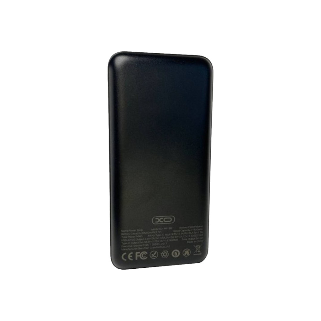 Батарея універсальна XO 20000mAh, PD/20W, QC3.0/22.5W, Input(Type-C,MicroUSB), Output(2*USB,Type-C), Black (PR188_Black) - зображення 3