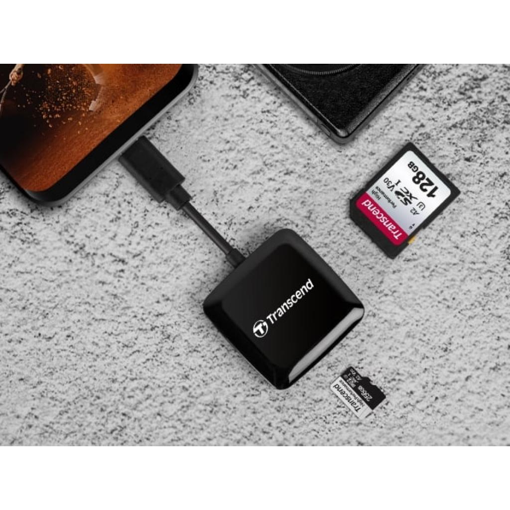 Зчитувач флеш-карт Transcend USB 3.2 Gen 1 Type-C SD/microSD Black (TS-RDC3) - зображення 4