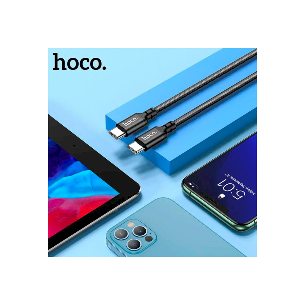 Дата кабель USB-C to USB-C 1.0m 60W nylon X14 black HOCO (6931474752215) - зображення 10