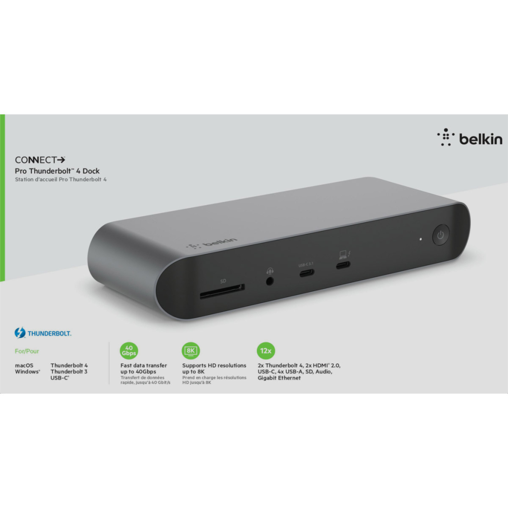 Порт-реплікатор Belkin USB-C Pro Thunderbolt 4 Dock Triple Display Dock 8K (INC006VFSGY) - зображення 7
