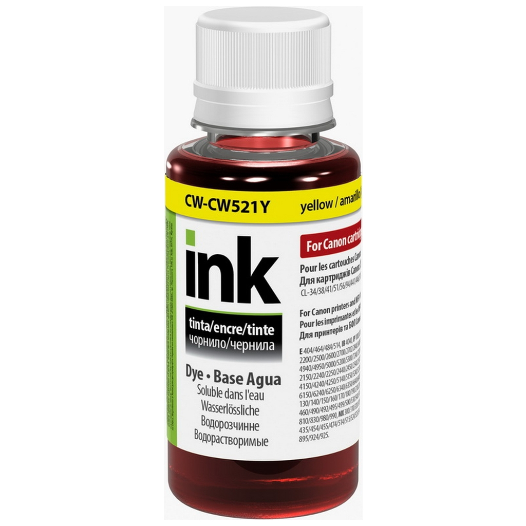 Чорнило ColorWay Canon CL-41/38/411/511/CLI-8/426/521 Yellow 100мл (CW-CW521Y01) - зображення 1