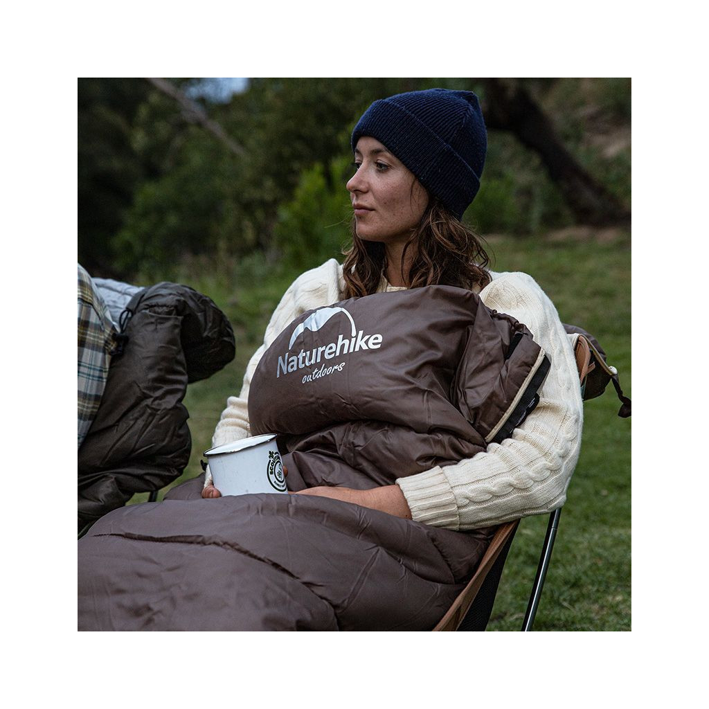 Спальний мішок Naturehike з капюшоном U350S NH20MSD07 (-3°C) правий, коричневий (6927595764312-R) - изображение 4