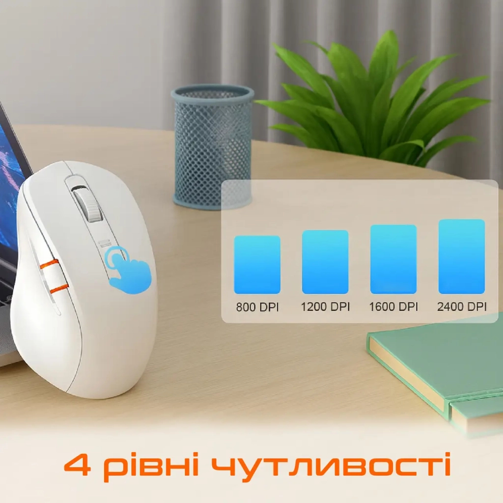 Мишка Meetion BTM032 Wireless/Bluetooth/USB White (MT-BTM032-B) - зображення 4