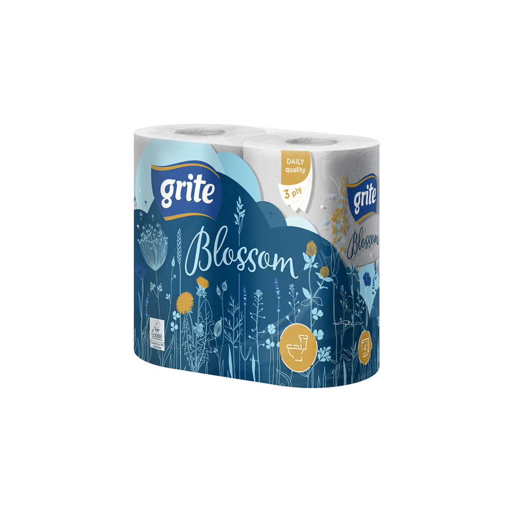 Туалетний папір Grite Blossom 3 шари 4 рулони (4770023348736) - зображення 1