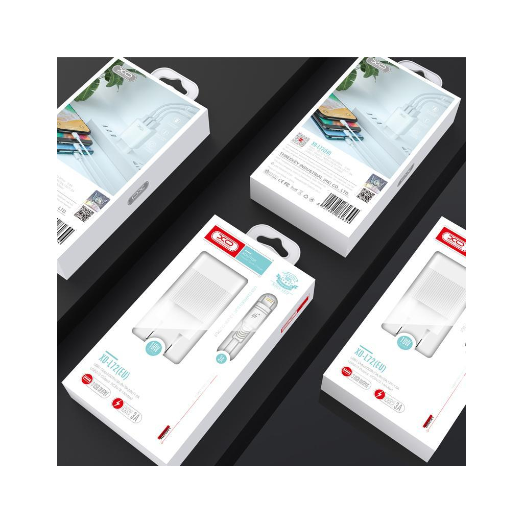 Зарядний пристрій XO QC 3.0 L72 30W (18W/1USB + 2.4A/2 USB) + cable Lightning White (XO-L72i-WH) - зображення 7