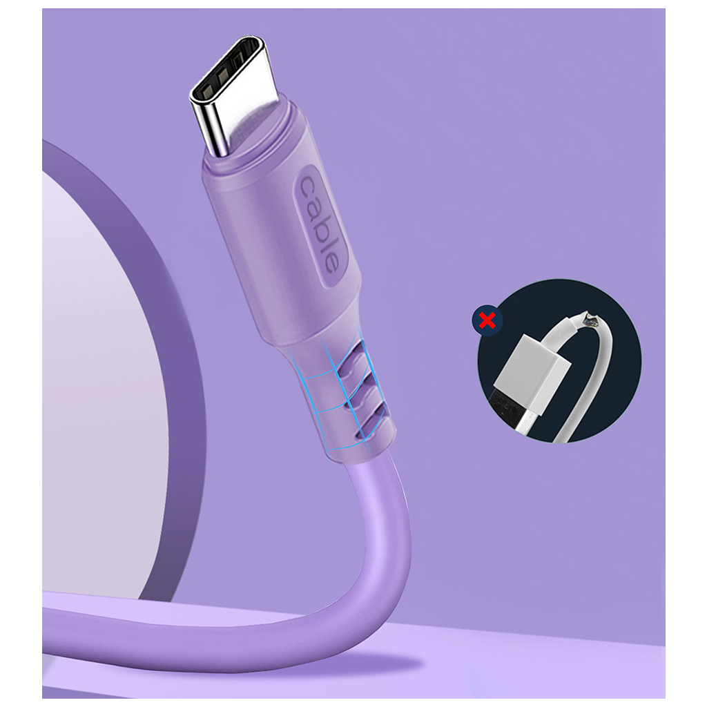 Дата кабель USB 2.0 AM to Micro 5P 1.0m soft silicone violet ColorWay (CW-CBUM044-PU) - зображення 3