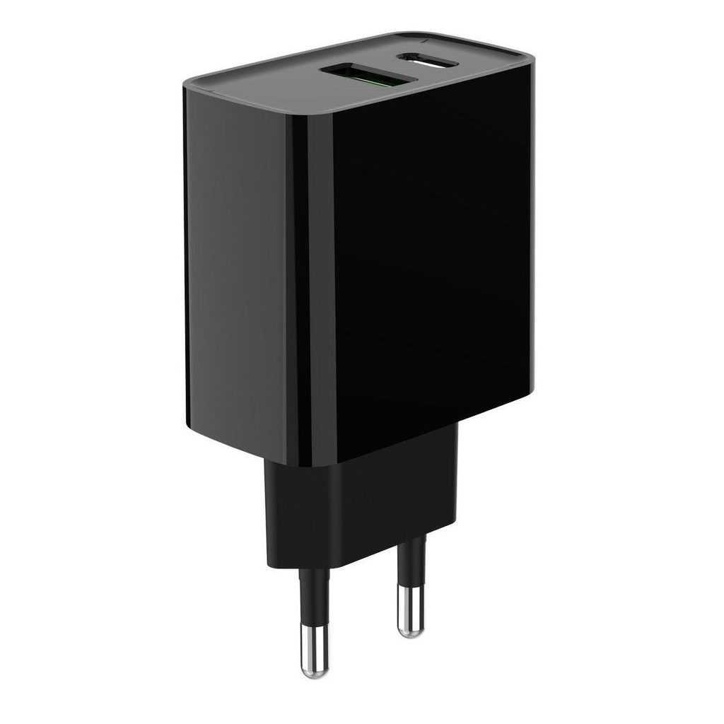 Зарядний пристрій Gembird 1xUSB-A + 1 Type-C (PD20Вт + QC3.0 18Вт) black (TA-UC-PDQC20-01-BK) - зображення 4