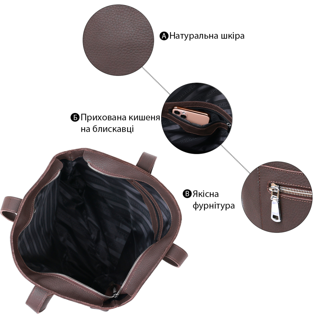 Сумка Shvigel Шкіряна Коричнева (16363) - зображення 4