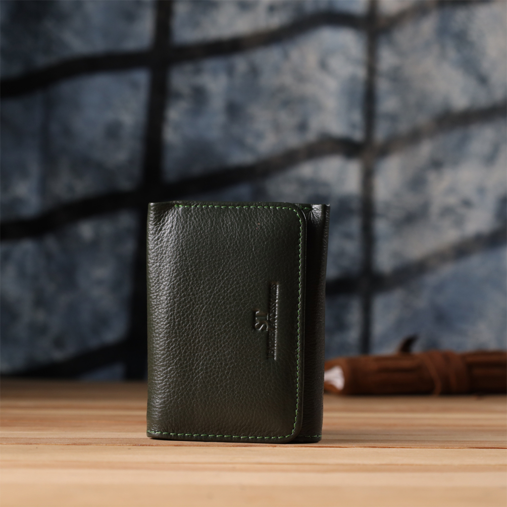 Гаманець ST Leather З натуральної шкіри Зелений (23076) - зображення 9