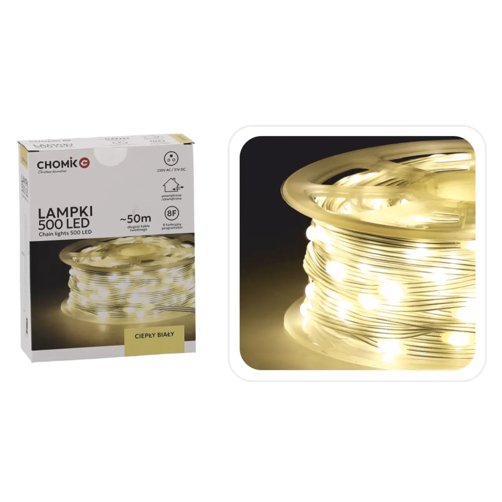 Гірлянда Chomik Струна На котушці 49.9 + 3 м 500 LED Теплий білий (5900779880115) - зображення 3