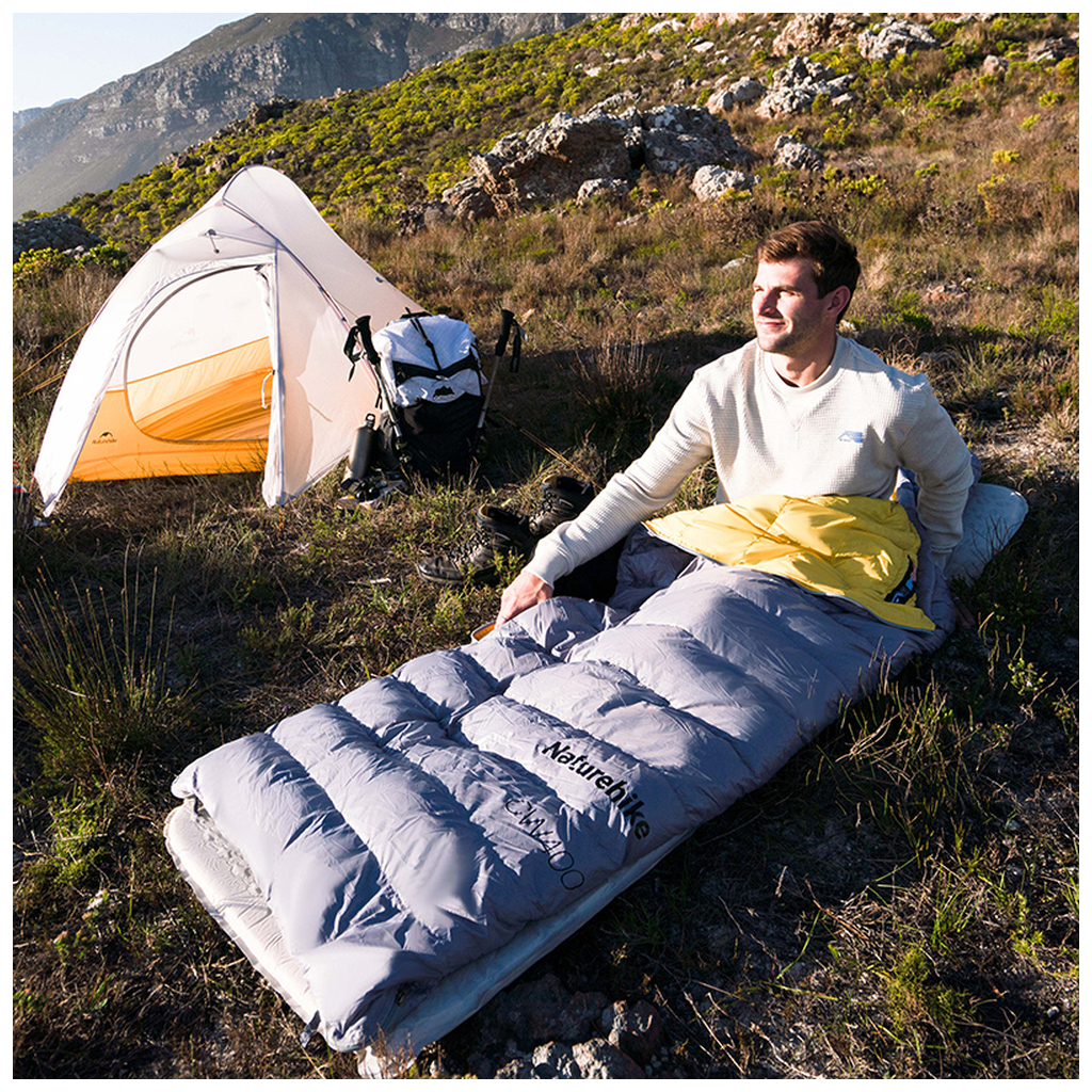 Спальний мішок Naturehike CW400 NH18C400-D, p-р L, жовто-сірий (6976507666848) - зображення 2