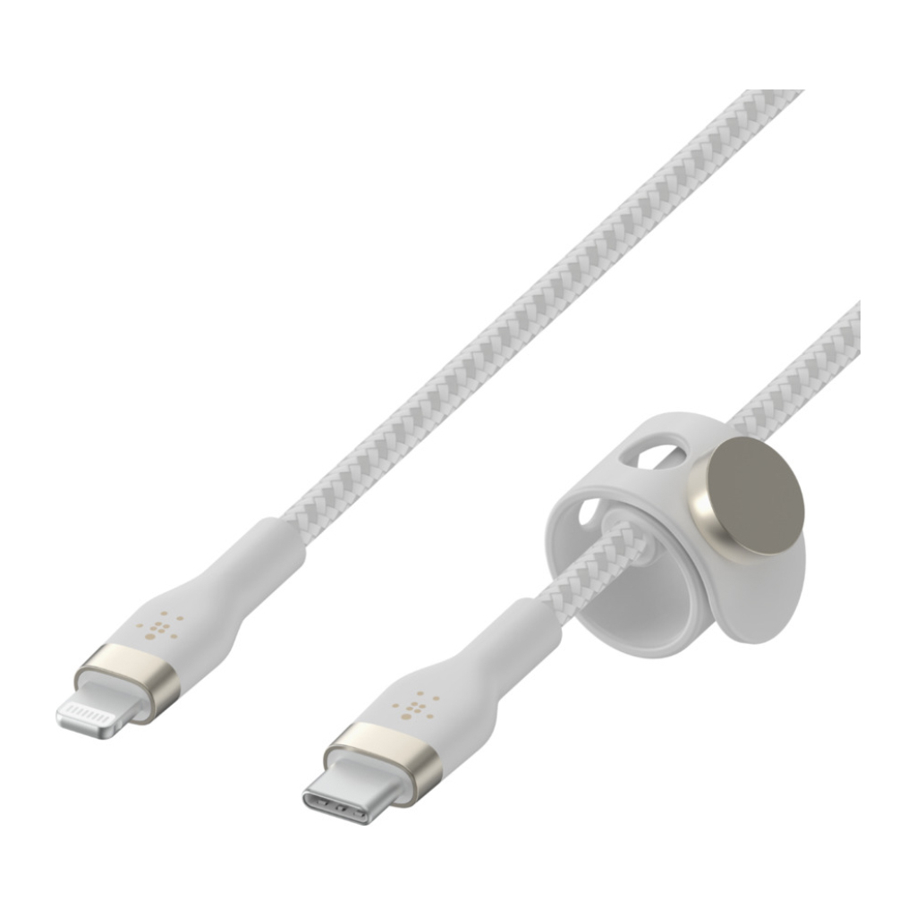 Дата кабель USB-C to Lightning 1.0m BRAIDED SILICONE white Belkin (CAA011BT1MWH) - зображення 3