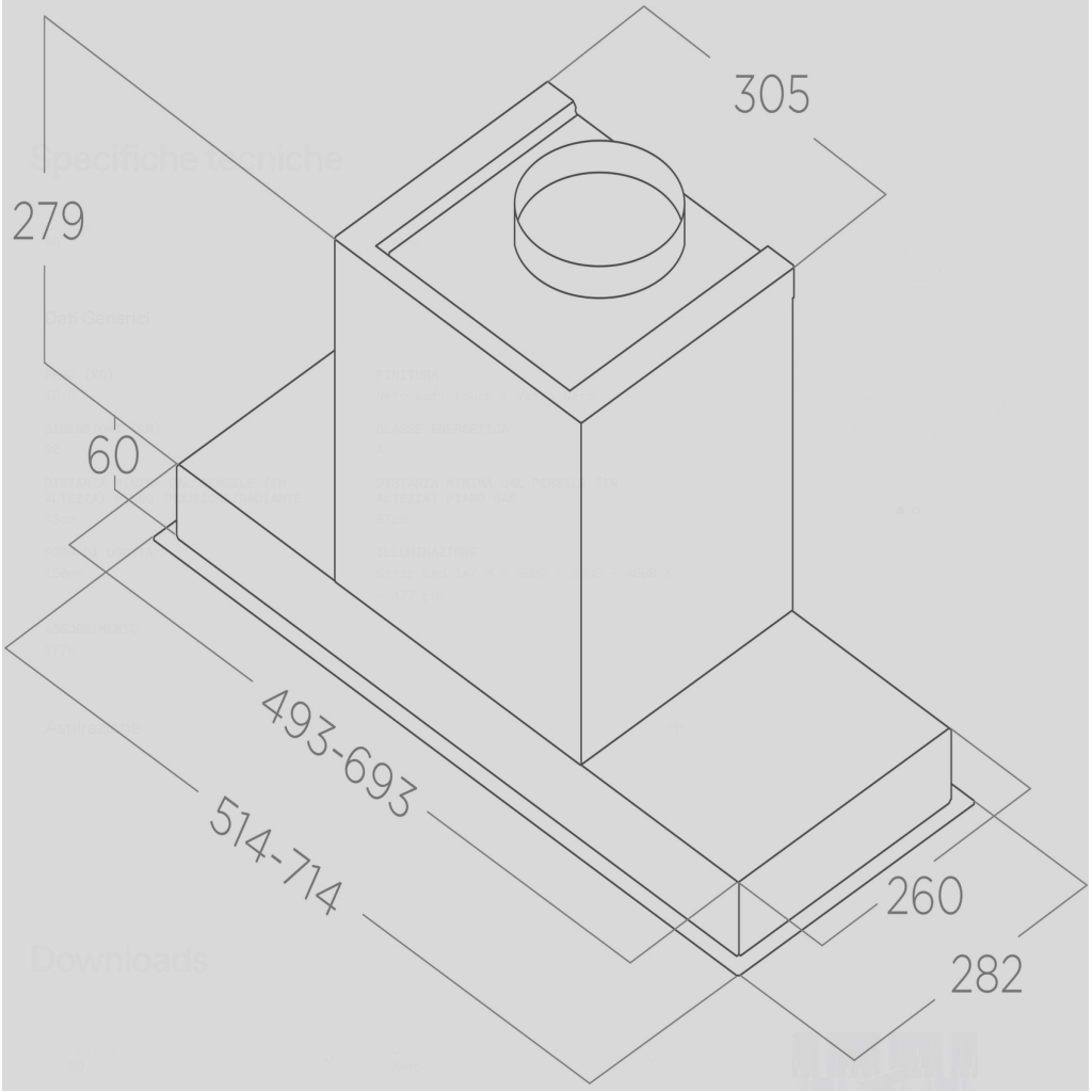Витяжка кухонна Elica HIDDEN ADVANCE PLUS BL GL/A/72 - изображение 8