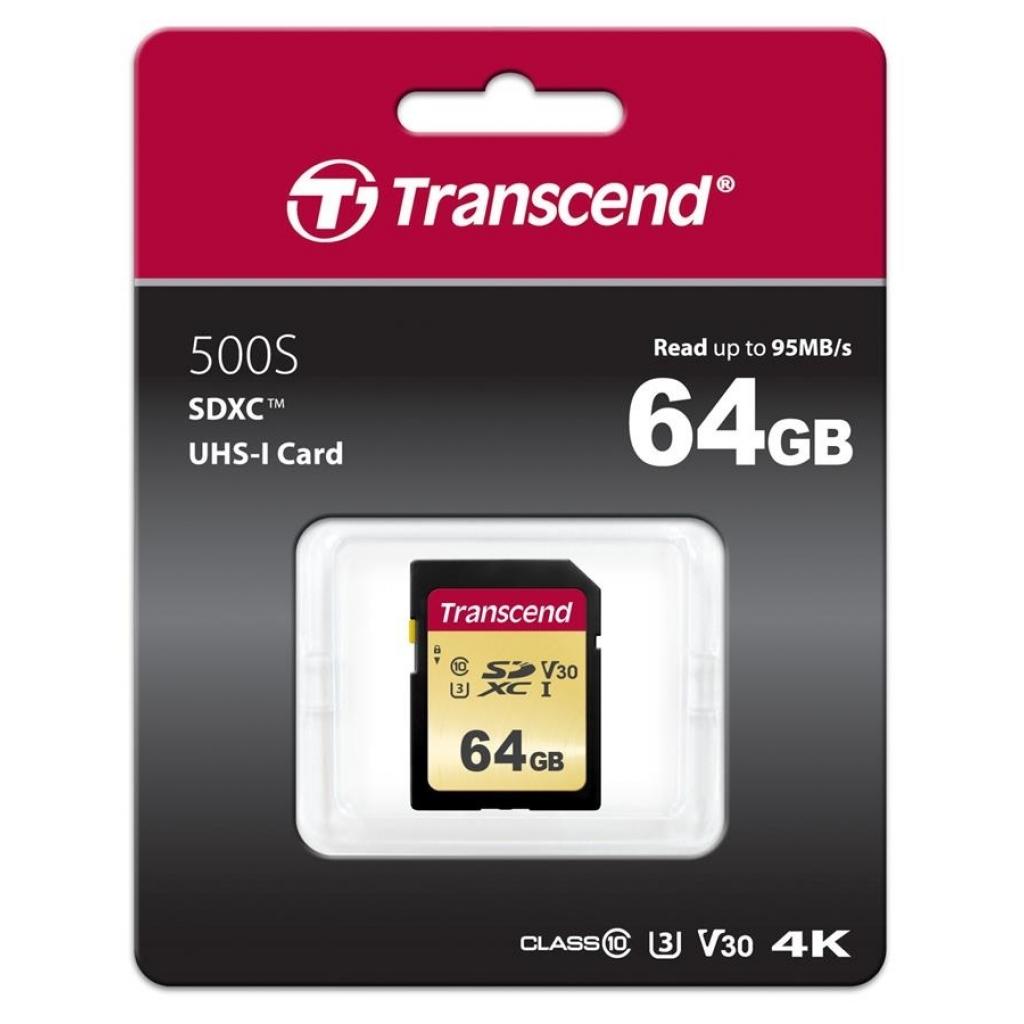 Карта пам'яті Transcend 64GB SDXC class 10 UHS-I (TS64GSDC500S) - зображення 2