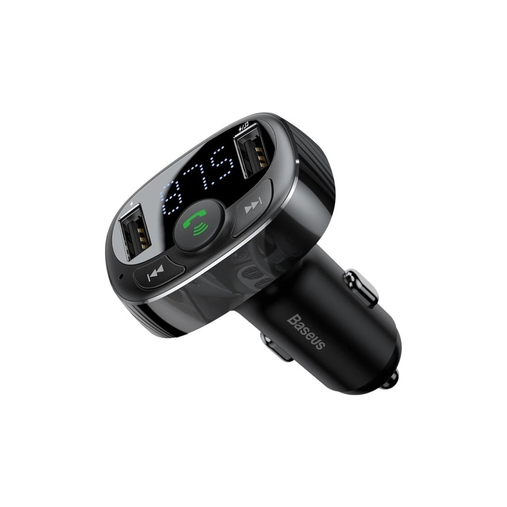 FM модулятор Baseus T Shaped S-09A 2 х USB Type-A, microSD Black (CCMT000001) - зображення 2