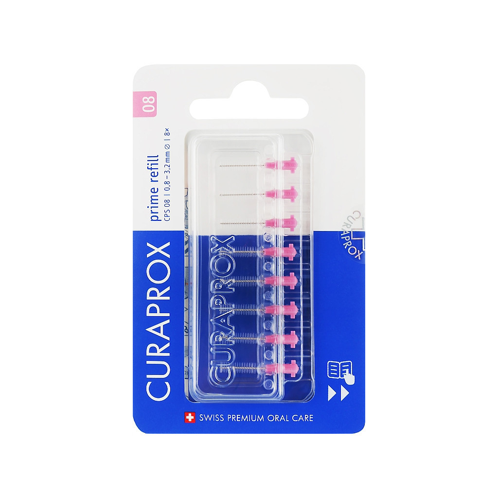Щітки для міжзубних проміжків Curaprox Prime Refill CPS 08 D 0.8 - 3.2 мм Без тримача 8 шт. (7612412426533) - зображення 1