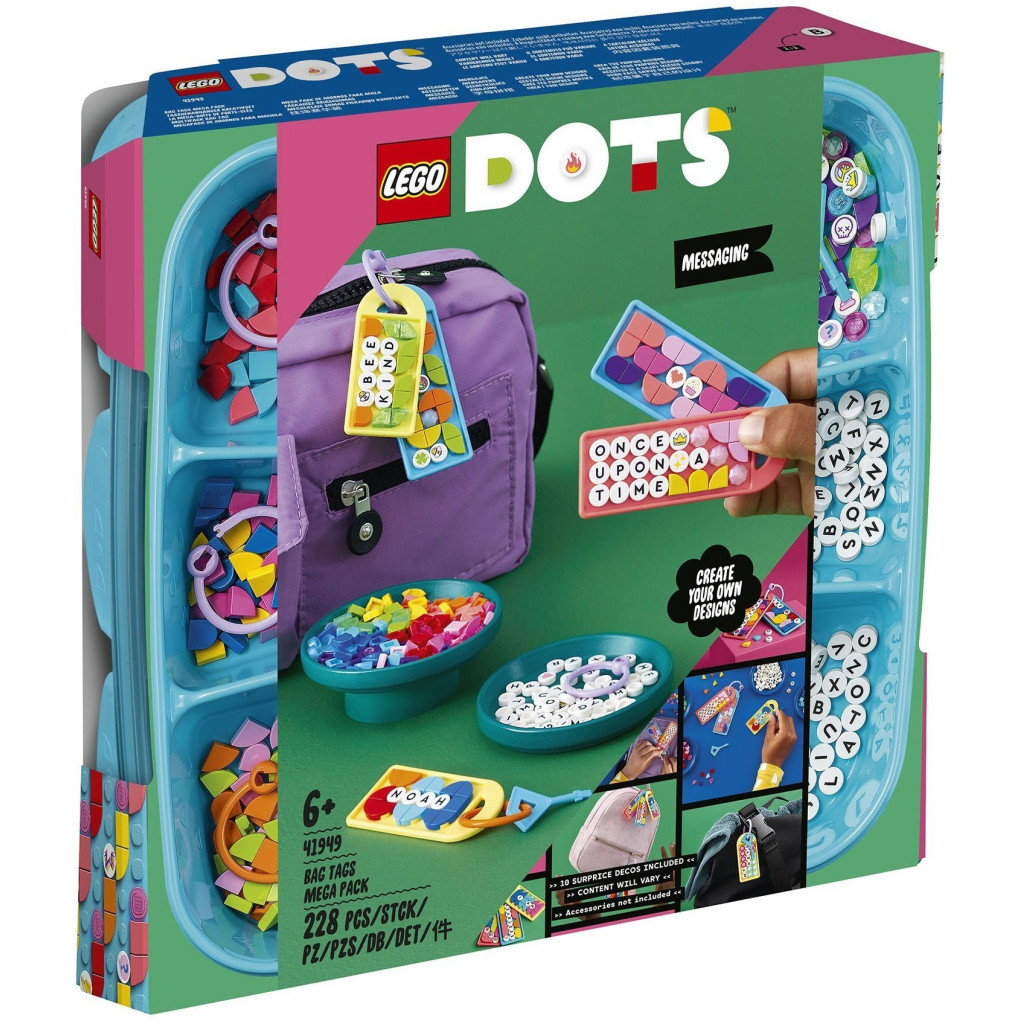 Конструктор LEGO DOTS Великий набір бирок для сумок: написи 228 деталей (41949) - зображення 1