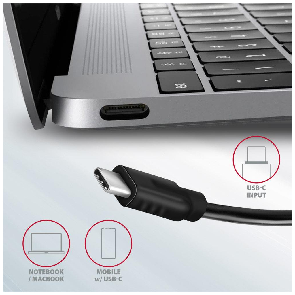 Концентратор AXAGON USB-C to 2xUSB-A + 2xUSB-C 10Gbps 0.13m gray (HMC-4G2) - зображення 6