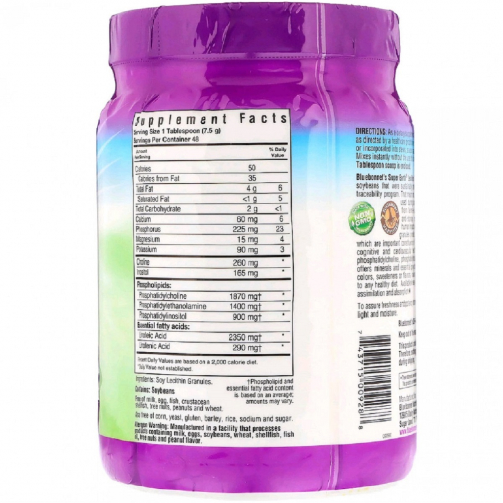 Амінокислота Bluebonnet Nutrition Гранули лецитину, Super Earth, Super Earth, 12.7 унцій (360 (BLB-00928) - зображення 2