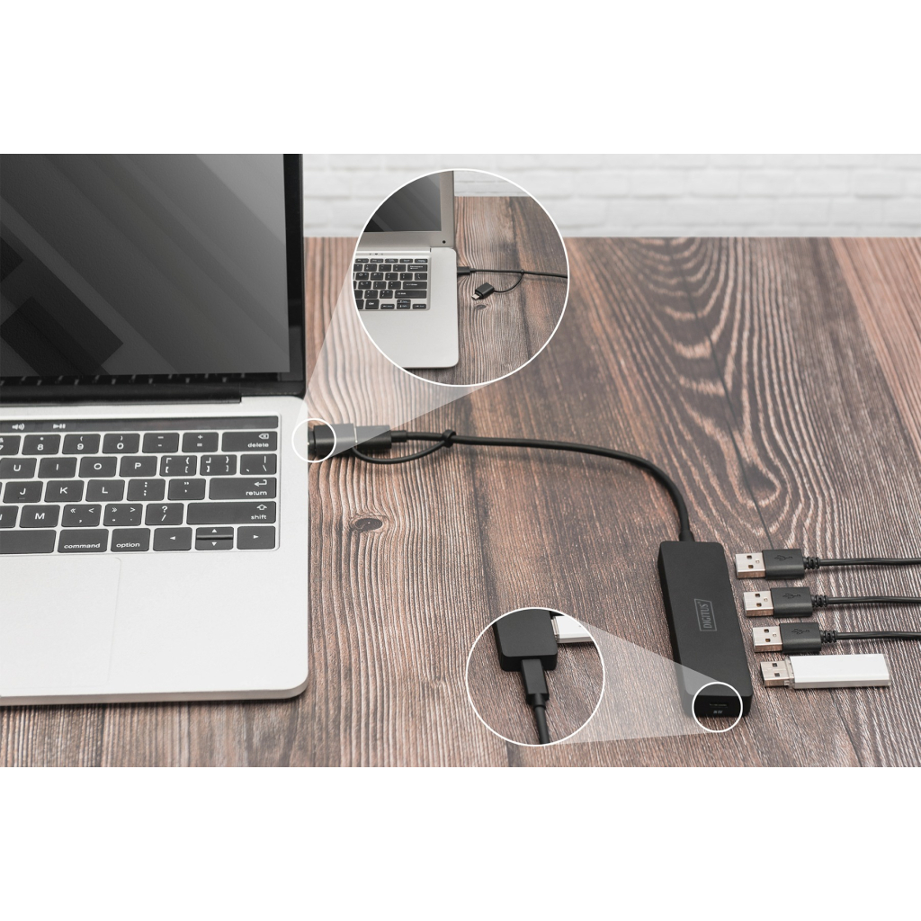 Концентратор Digitus USB-C + USB-A to 4xUSB-A 0.2m black (DA-70235) - зображення 5